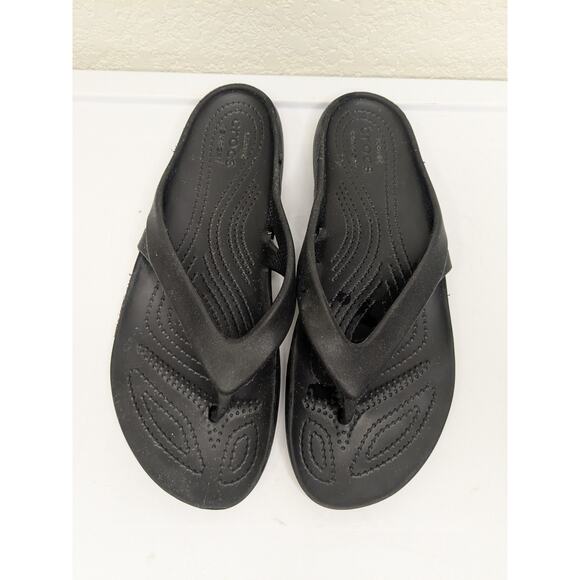 Crocs Kadee II Black Flip Flop Thong Sandals Shoes 202492-001 Womens size 9 - Picture 2 of 8